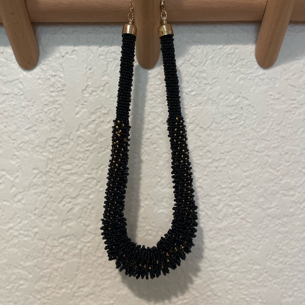 Black beaded statement necklace